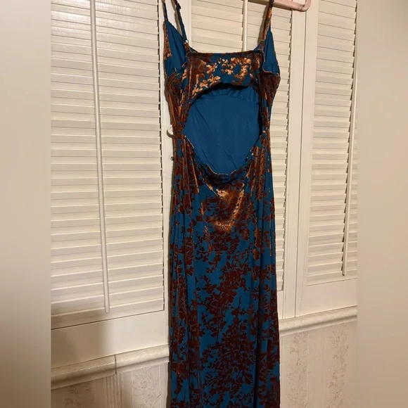 Sincerely Jules Blue and velvet Brown Maxi Dress! Size small! - Picture 3 of 4